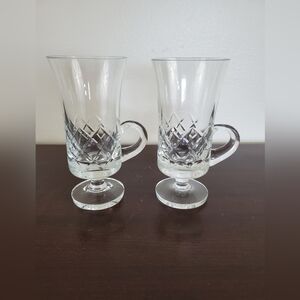 Irish Coffee Cut Crystal Dainty Glass Mug 8oz ~ Set Of 2 Pre-Owned